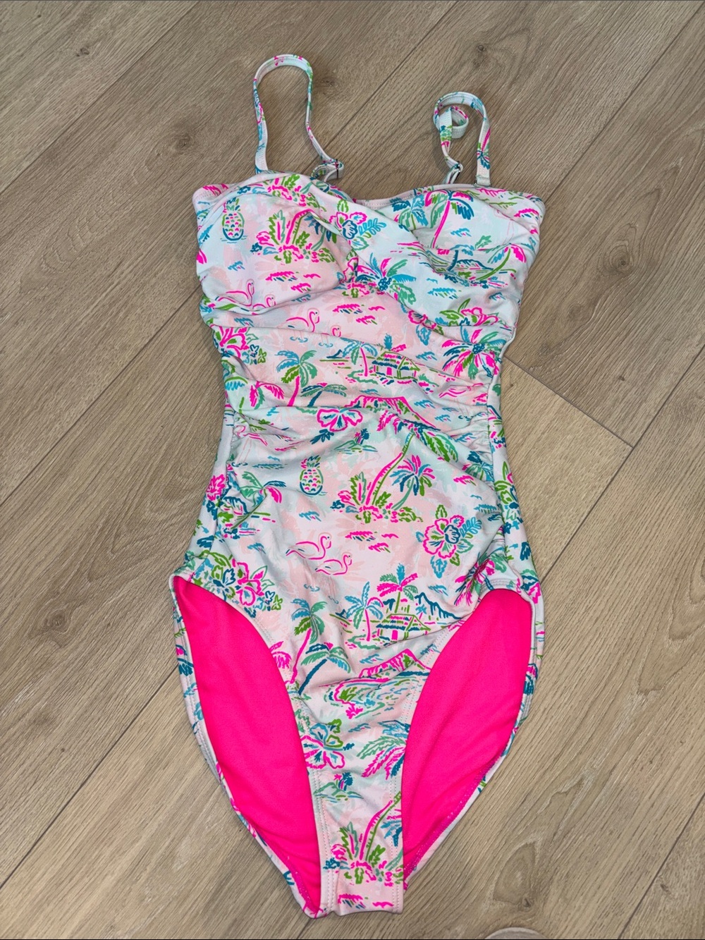 Ruffle Butts Pink Tropical Floral One-Piece Swimsuit